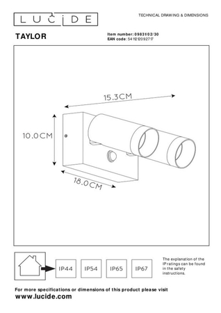 Lampa zewnętrzna Lucide TAYLOR 09831/02/30 czarny