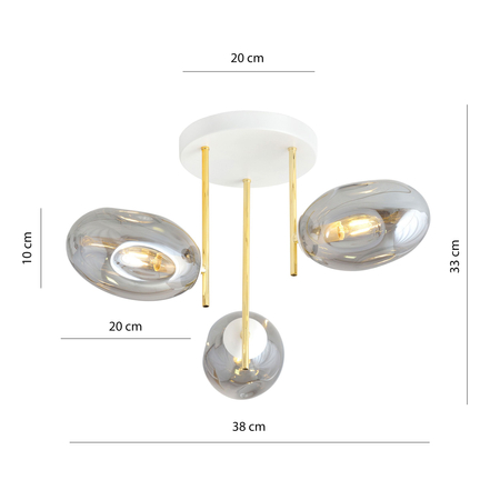 Lampa sufitowa ARGO 3 Emibig 1277/3 biały/złoty