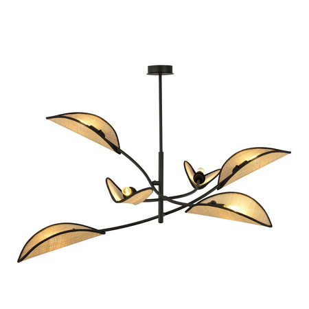 Lampa sufitowa LOTUS 6 BLACK/RATTAN Emibig 1108/6 brązowy