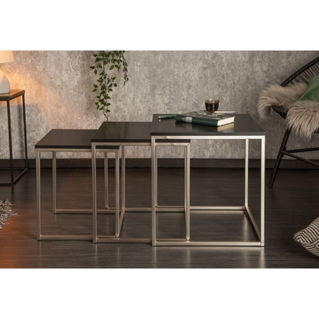 INVICTA zestaw stolików NEW ELEMENTS czarny - MDF, podstawa chromowana