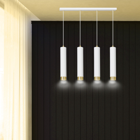 Lampa wisząca KIBO 4 WH/GOLD Emibig 642/4 biały/złoty