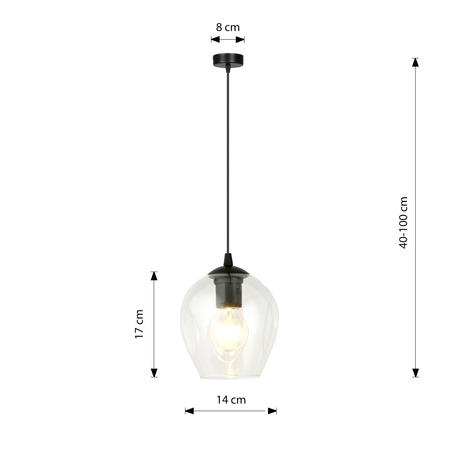 Lampa wisząca ISTAR 1 BL TRANSPARENT Emibig 679/1 czarny