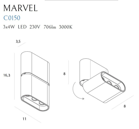 Lampa sufitowa Maxlight MARVEL C0150 czarny
