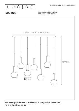 Lampa wisząca Lucide MARIUS 45402/07/30 czarny