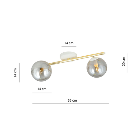 Lampa sufitowa SPLENDI 2 Emibig 1247/2 biały/złoty