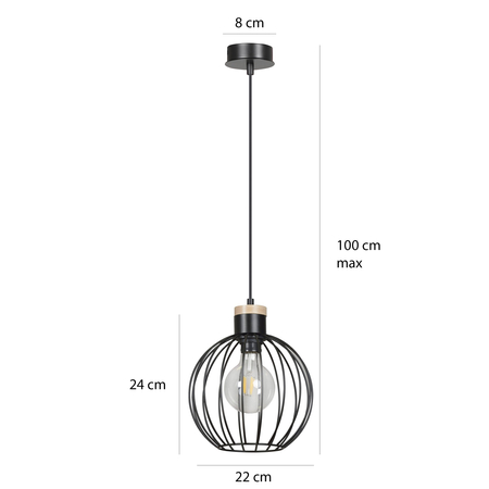 Lampa wisząca BARBADO 1 BLACK Emibig 754/1 czarny