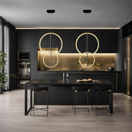 Lampa wisząca Linea No.5 60/40cm złoto-czarna 3k