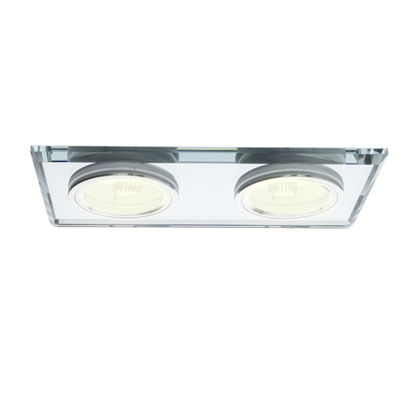 Eko-Light Oczko sufitowe szklane KWADRATOWE 2xGU10 Kolor: SREBNY EKOS919 SREBRNY