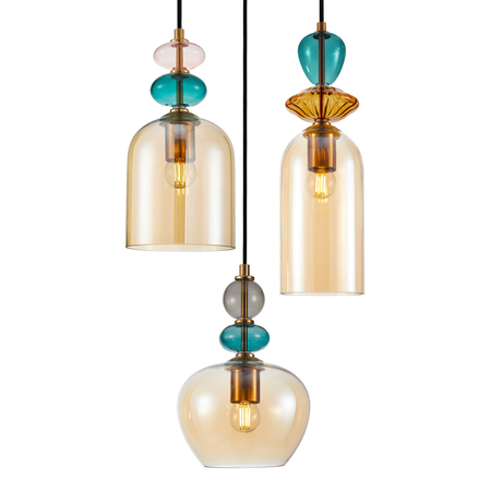 Lampa wisząca Italux PND-30263-3A-BRO-AMB Złoty, czarny