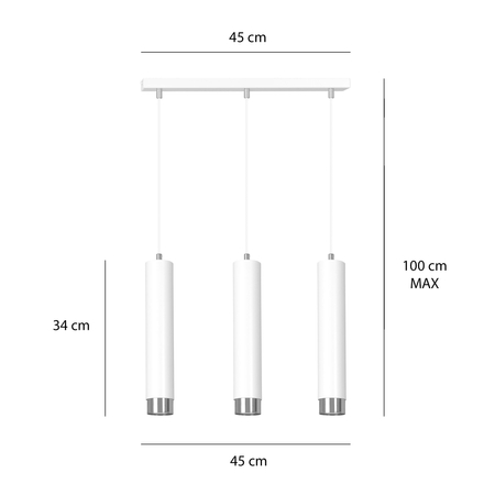 Lampa wisząca KIBO 3 WH/CHROME Emibig 641/3 biały/chrom