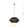 Lampa wisząca MALIA 1 Emibig 1185/1 czarny/złoty