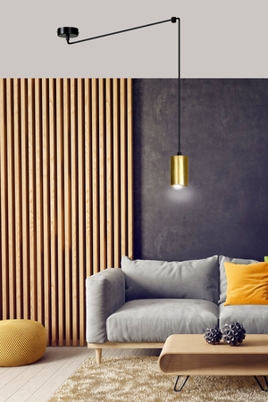 Lampa wisząca TRAKER 1 BL/GOLD Emibig 526/1 czarny/złoty
