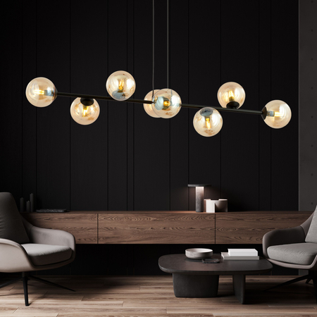 Lampa wisząca ROSSI 8 BL MIODOWY Emibig 876/8 czarny/złoty