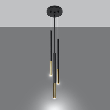 Sollux Lighting Lampa wisząca MOZAICA 3P czarny/złoto SL.0893