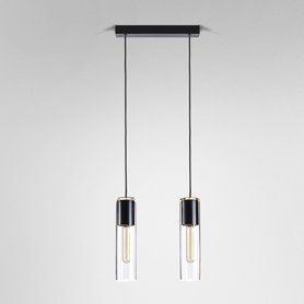 Lampa wisząca AQForm Modern Glass Tube E27 x 2 Czarny Struktura
