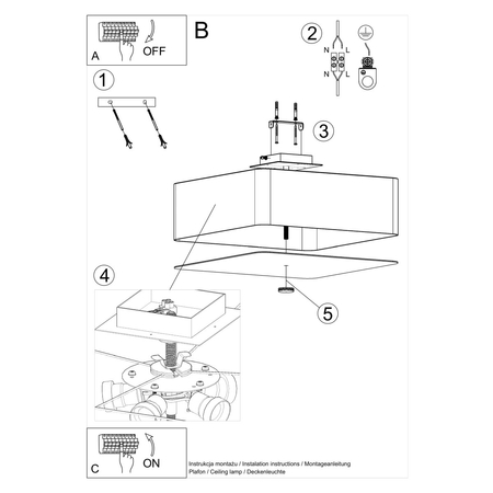 Sollux Lighting Plafon LOOPEZ czarny/chrom SL.0939