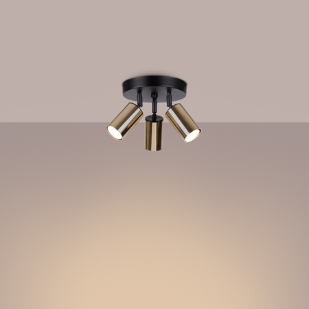 Sollux Lighting Plafon WINX 3P czarny/złoty SL.1385