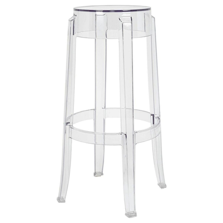 Krzesło barowe CHARLES 76 transparentne - poliwęglan