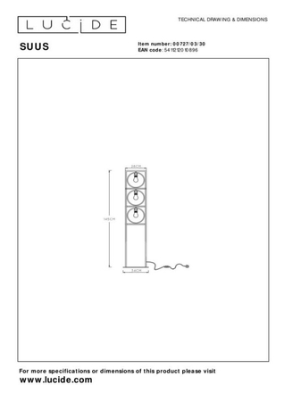 Lampa podłogowa Lucide SUUS 00727/03/30 czarny