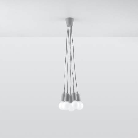 Sollux Lighting Lampa wisząca DIEGO 5 szara SL.0577