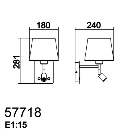 Lampa ścienna MAILAND USB czarny mat 1xE27+LED 3W 3000K abażur biały