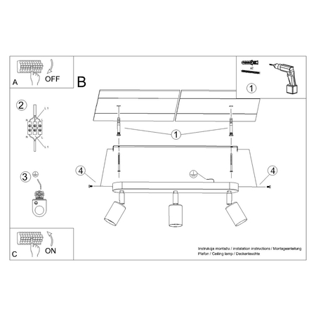 Sollux Lighting Plafon FORNES 3 czarny SL.1122