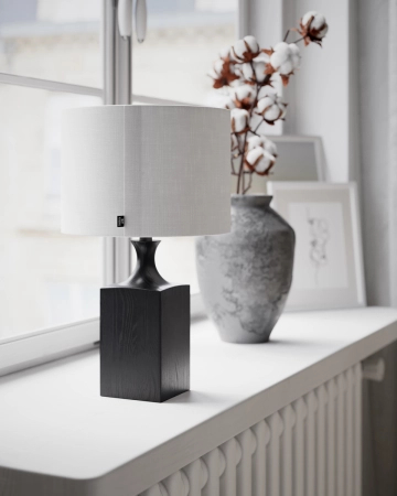 Lampa stołowa By Rydens Woody H41 cm E27 czarny/biały