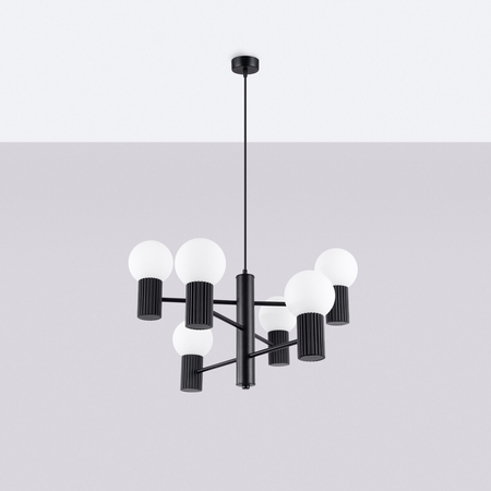 Sollux Lighting Żyrandol HALO 6 czarny SL.1830