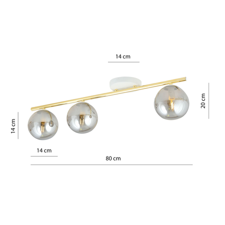 Lampa sufitowa MONZA 3 Emibig 1251/3 biały/złoty
