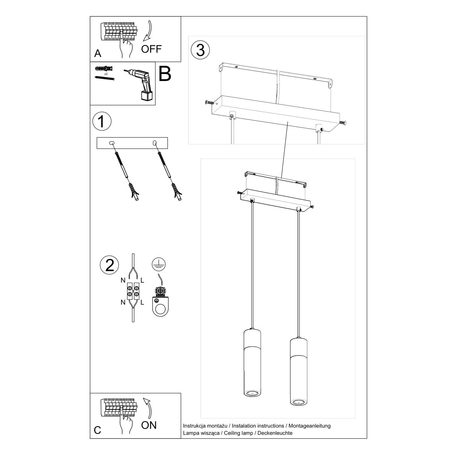 Sollux Lighting Lampa wisząca ZANE 2 szara SL.0966
