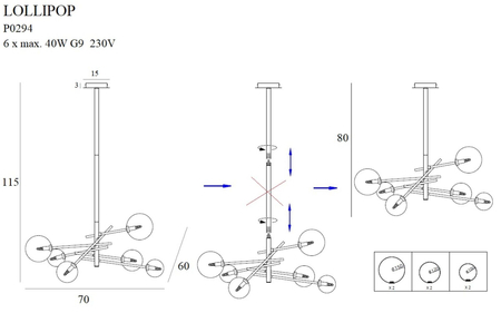 Lampa wisząca Maxlight LOLLIPOP6 P0294 mosiądz