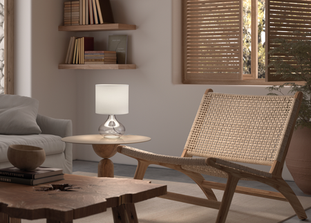 Lampa stołowa ORIANA transparentny E27 abażur biały