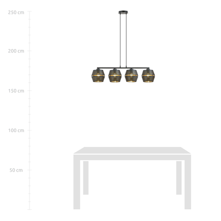 Lampa wisząca MALIA 4 Emibig 1185/4 czarny/złoty