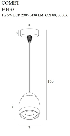 Lampa wisząca Maxlight COMET P0433 czarny/chrom