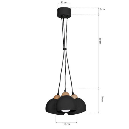 Milagro Lampa wisząca DAMA BLACK 3xE27 MLP6580 CZARNY