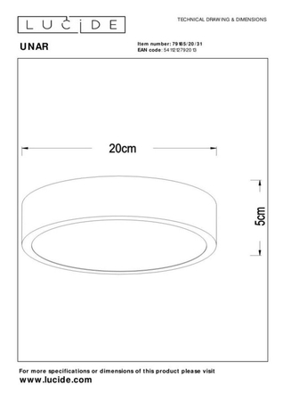 Lampa sufitowa Lucide UNAR 79185/20/31 biały