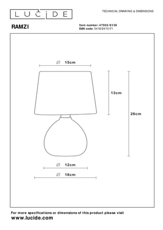 Lampa stołowa Lucide RAMZI beżowy 47506/81/38