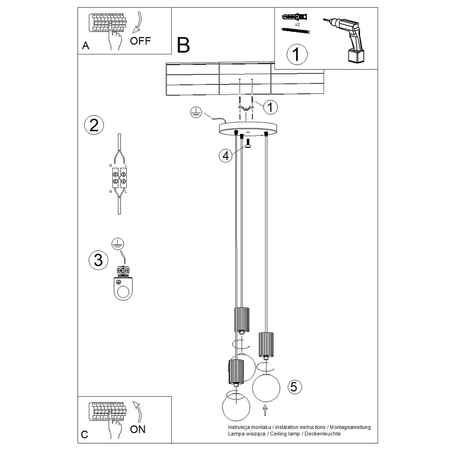 Sollux Lighting Lampa wisząca HALO 3P czarna SL.1715