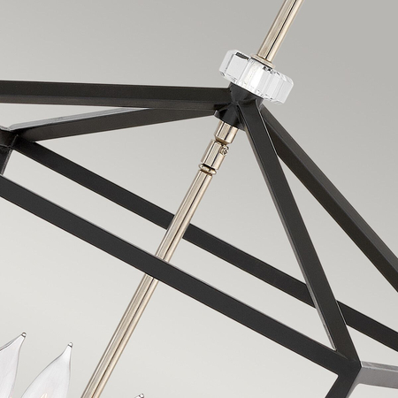 Lampa wisząca / Półplafon Stinson - 4 źródła światła - Czarny / Polerowany nikiel Quintiesse QN-STINSON-4P-L-BK