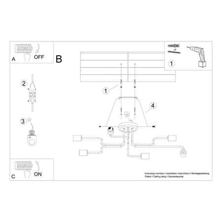 Sollux Lighting Żyrandol VECTOR 6 czarny SL.1447