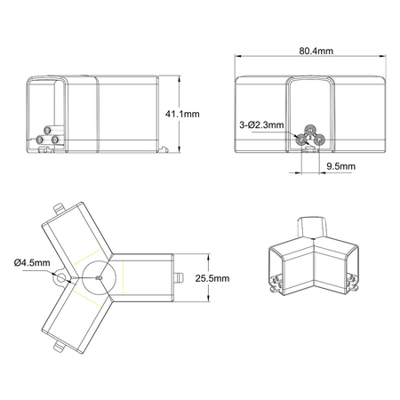 Light Prestige Łącznik 3L 120 elektryczny do oświetlenia modułowego Geometric System New LP-0209 łącznik 3L120