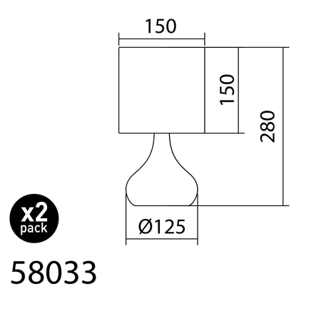 Lampa stołowa GRETA (2szt w komplecie) mosiądz mat 1xE27 abażur biały, włącznik dotykowy, 2szt w komplecie