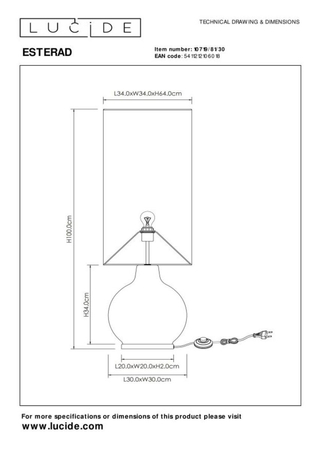 Lampa podłogowa Lucide ESTERAD 10719/81/30 czarny