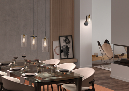 Lampa ścienna TRIEL czarny, mosiądz antyczny 1xE27