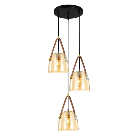 Lampa wisząca Italux Solta PND-24342-3A-BK-AMB Czarny, bursztynowy