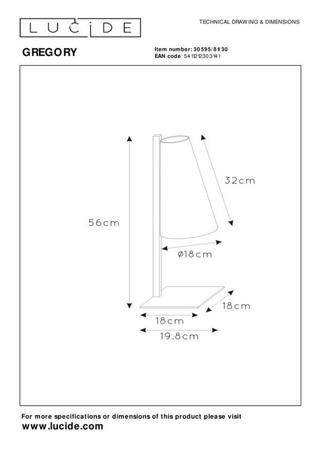 Lampa stołowa Lucide GREGORY 30595/81/30 czarny