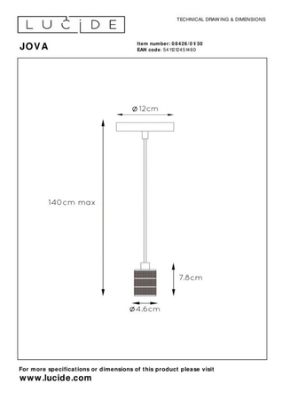 Lampa wisząca Lucide JOVA 08426/01/30 czarny