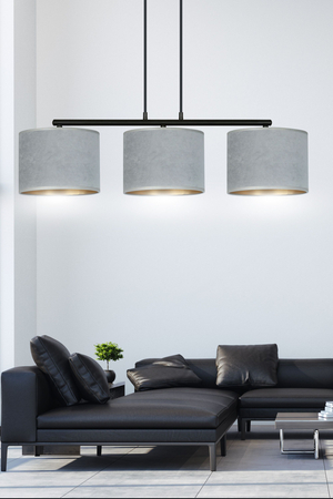 Lampa wisząca HILDE 3 BL GRAY Emibig 1050/3 czarny/chrom