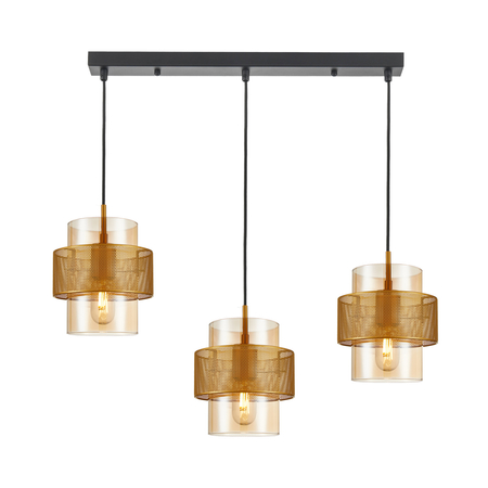 Lampa wisząca Italux PND-22132-3S-GD-AMB Złoty, bursztynowy