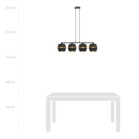 Lampa wisząca PIANO 4 Emibig 1183/4 czarny/złoty